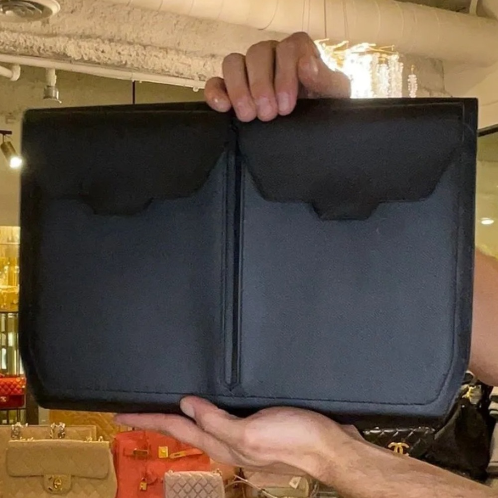 Hermes Epsom Black Leather Clutch